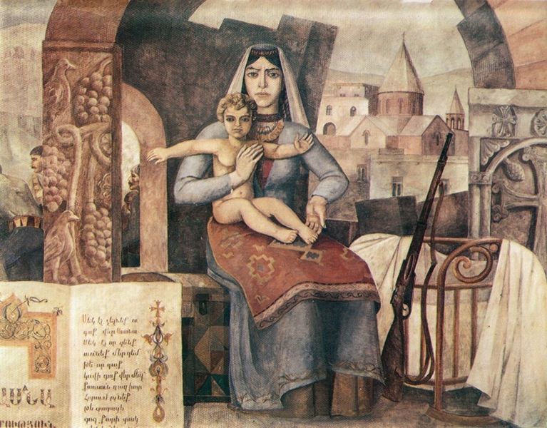 Файл:Мурадян. Сасунцы. Фреска. Центральная часть.jpg